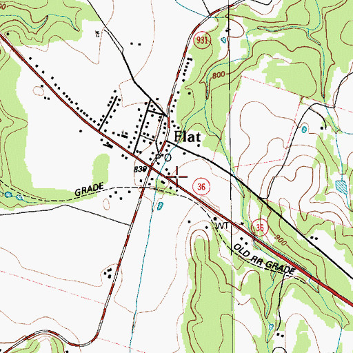 Topographic Map of Flat Post Office, TX