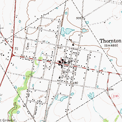Topographic Map of Thornton Post Office, TX