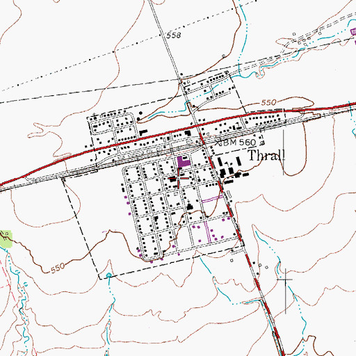 Topographic Map of Thrall Post Office, TX