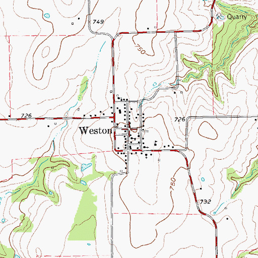 Topographic Map of Weston Post Office, TX
