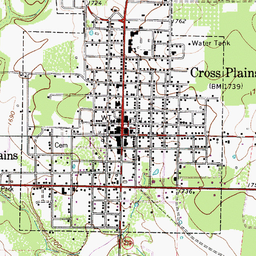 Topographic Map of Cross Plains Post Office, TX