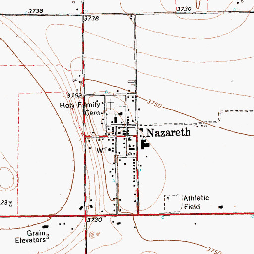 Topographic Map of Nazareth Post Office, TX