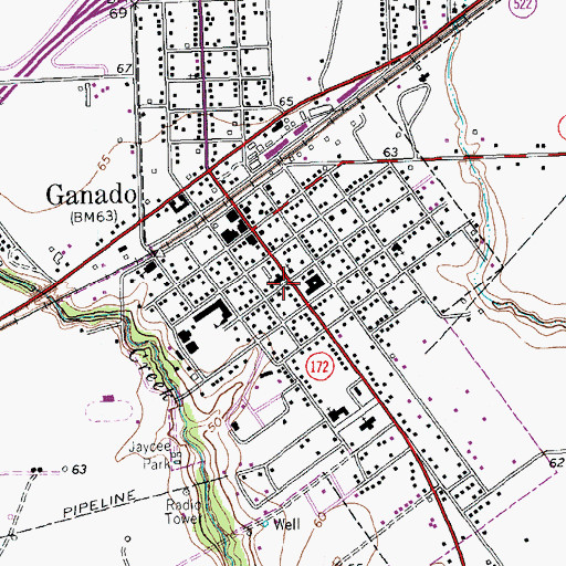 Topographic Map of Ganado Post Office, TX