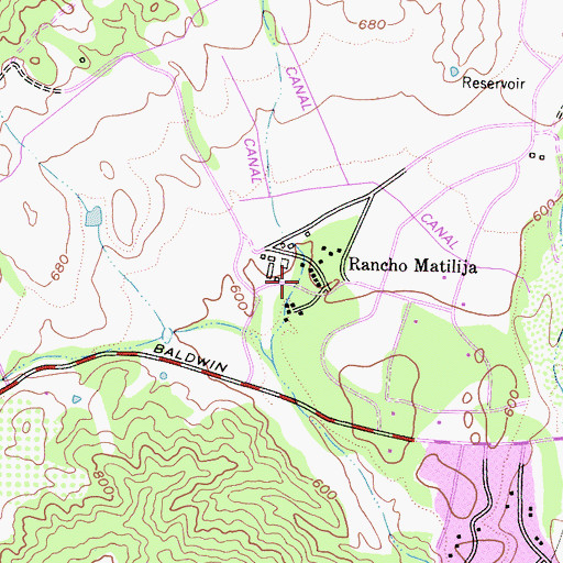 Topographic Map of Rancho Matilija, CA