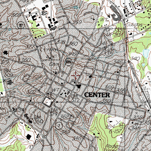 Topographic Map of Center Post Office, TX