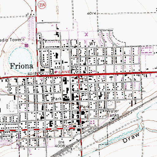 Topographic Map of Friona Post Office, TX