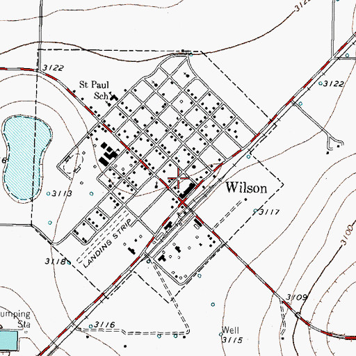 Topographic Map of Wilson Post Office, TX