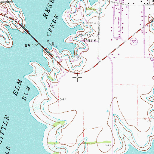 Topographic Map of Little Elm Post Office, TX