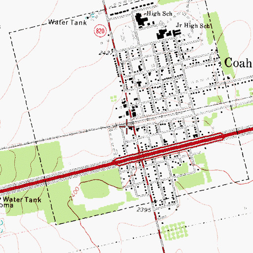 Topographic Map of Coahoma Post Office, TX