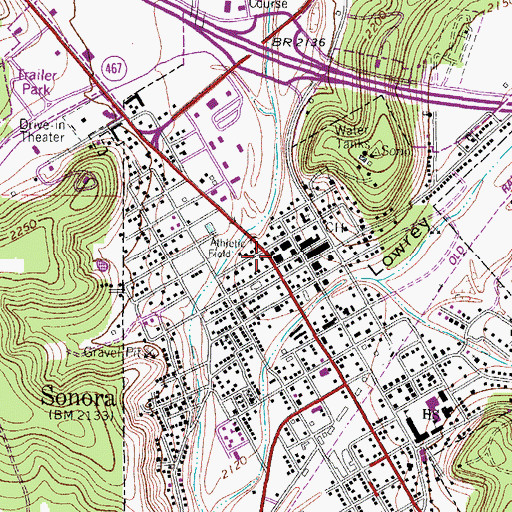 Topographic Map of Sonora Post Office, TX