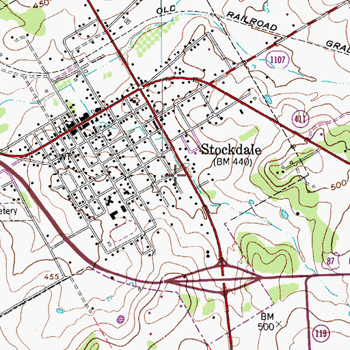 Topographic Map of Stockdale Post Office, TX