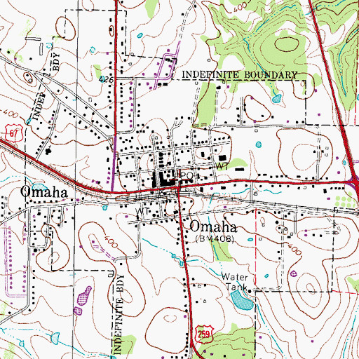 Topographic Map of Omaha Post Office, TX