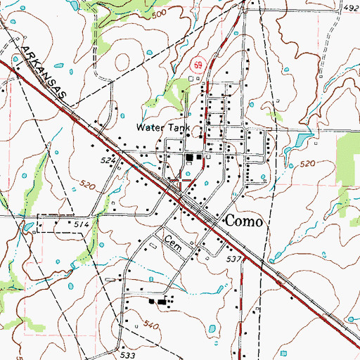 Topographic Map of Como Post Office, TX