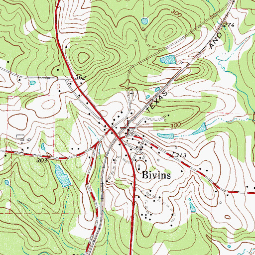 Topographic Map of Bivins Post Office, TX