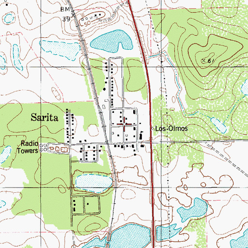 Topographic Map of Sarita Post Office, TX