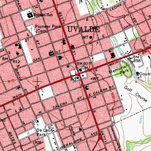 Topographic Map of Uvalde Post Office, TX
