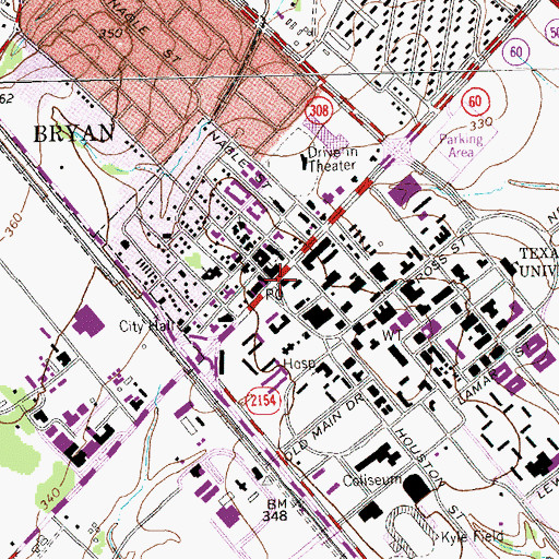 Topographic Map of Northgate College Station Post Office, TX