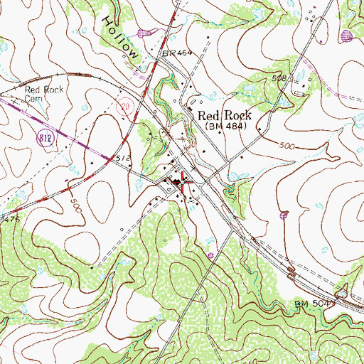 Topographic Map of Red Rock Post Office, TX