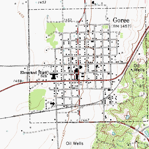 Topographic Map of Goree Post Office, TX