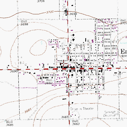 Topographic Map of Earth Post Office, TX