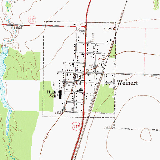 Topographic Map of Weinert Post Office, TX