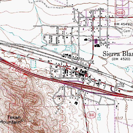 Topographic Map of Sierra Blanca Post Office, TX