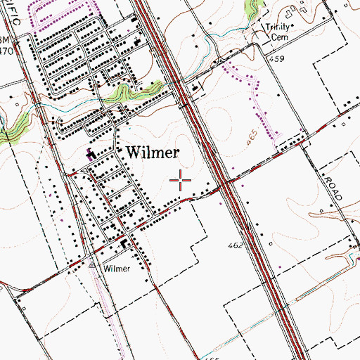 Topographic Map of Wilmer Post Office, TX
