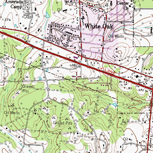 Topographic Map of White Oak Post Office, TX
