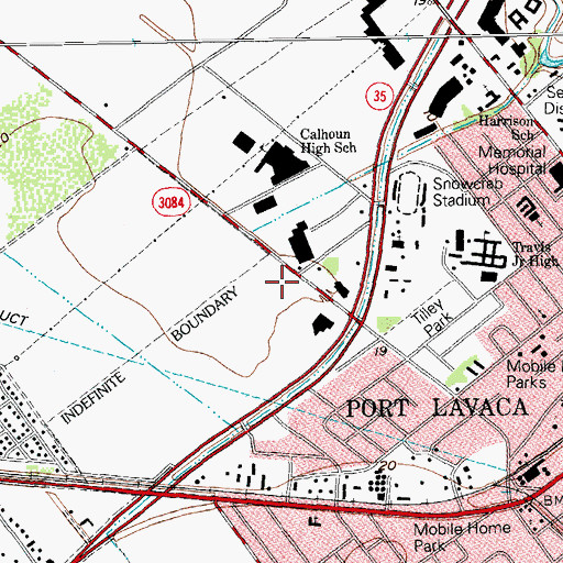 Topographic Map of Port Lavaca Post Office, TX