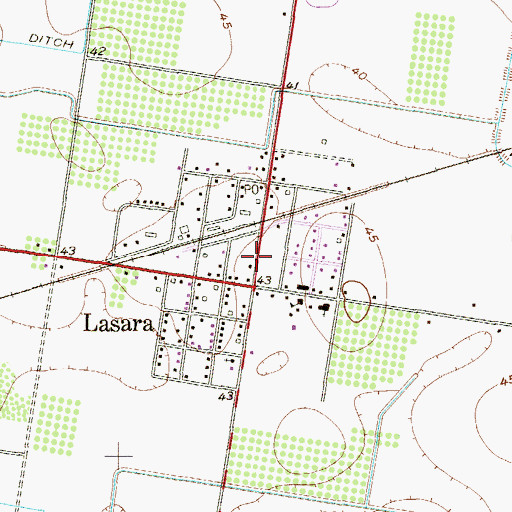 Topographic Map of Lasara Post Office, TX