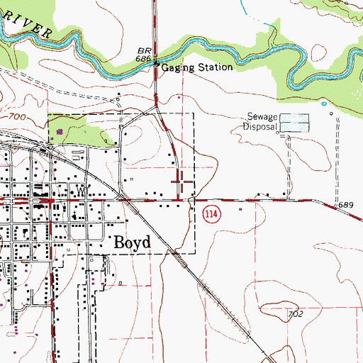 Topographic Map of Boyd Post Office, TX
