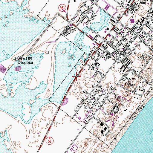 Topographic Map of Port Aransas Post Office, TX