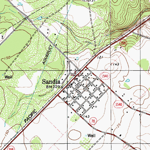 Topographic Map of Sandia Post Office, TX
