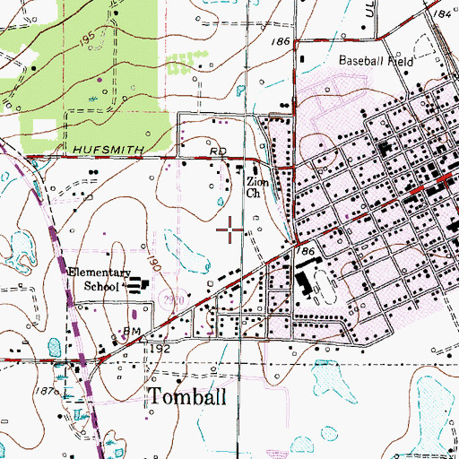 Topographic Map of Tomball Post Office, TX