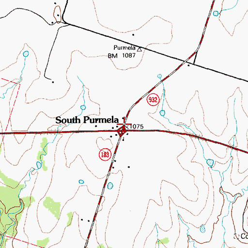 Topographic Map of Purmela Post Office, TX