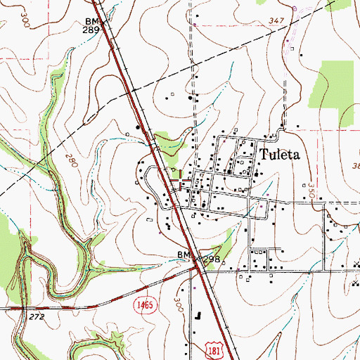 Topographic Map of Tuleta Post Office, TX