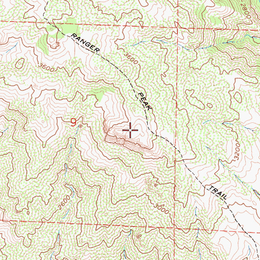 Topographic Map of Ranger Peak Trail, CA