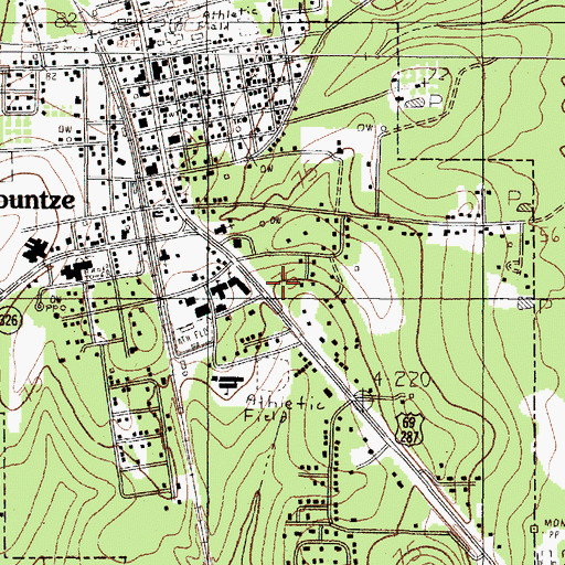 Topographic Map of Kountze Post Office, TX
