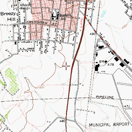 Topographic Map of Terrell Post Office, TX