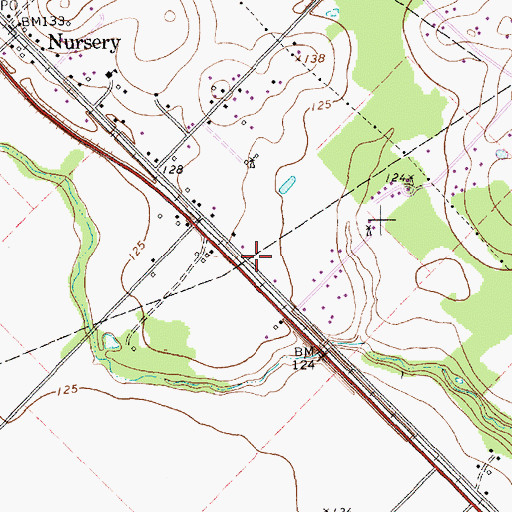 Topographic Map of Nursery Post Office, TX