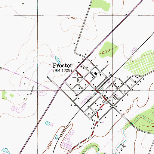 Topographic Map of Proctor Post Office, TX