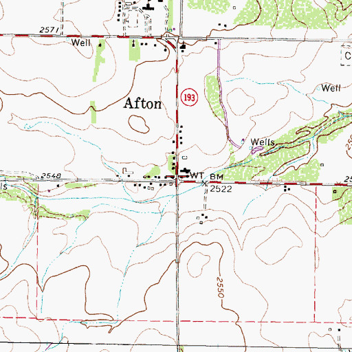 Topographic Map of Afton Post Office, TX