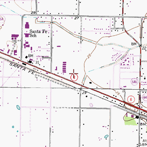 Topographic Map of Santa Fe Post Office, TX