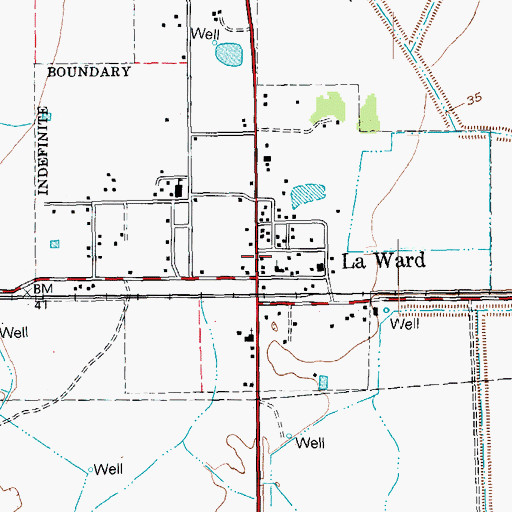 Topographic Map of La Ward Post Office, TX