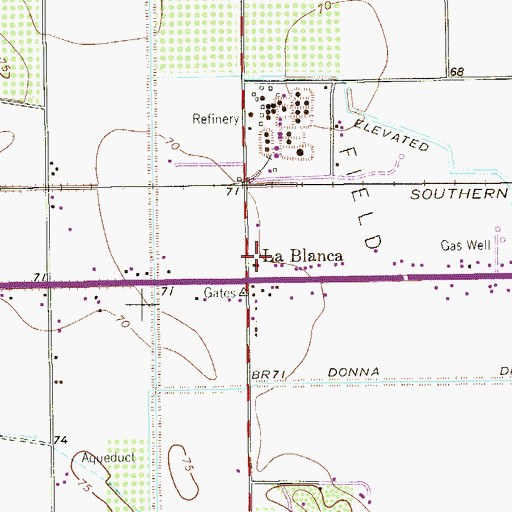 Topographic Map of La Blanca Post Office, TX