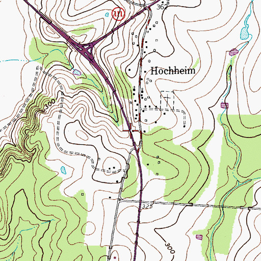Topographic Map of Hochheim Post Office, TX