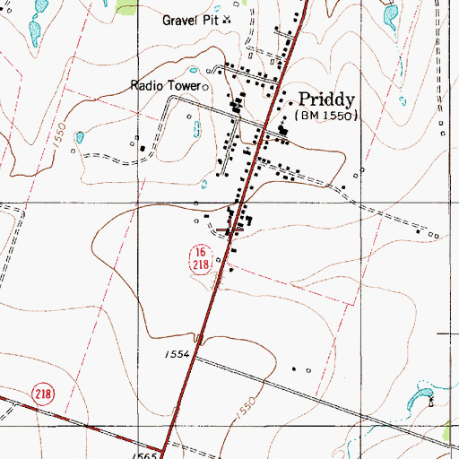 Topographic Map of Priddy Post Office, TX