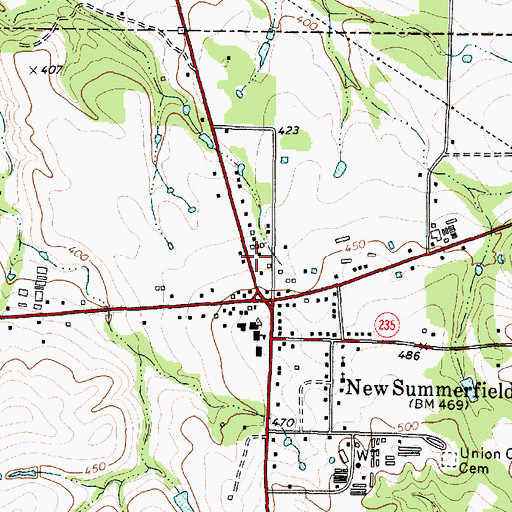 Topographic Map of New Summerfield Post Office, TX