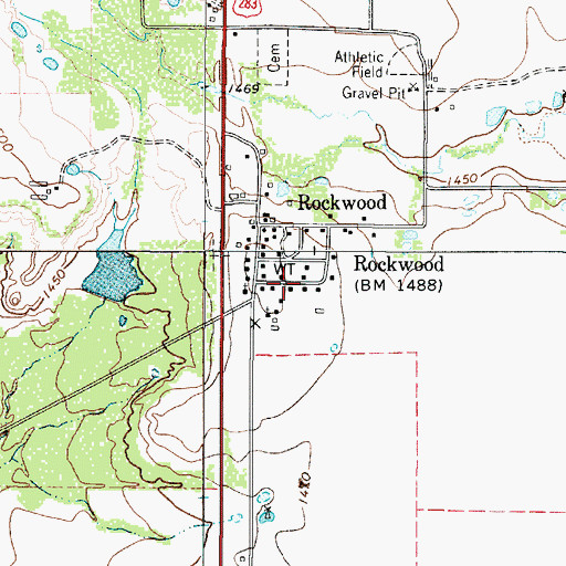 Topographic Map of Rockwood Post Office, TX