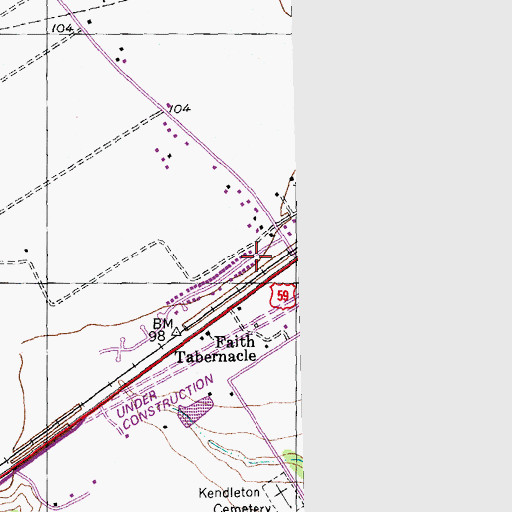 Topographic Map of Kendleton Post Office, TX
